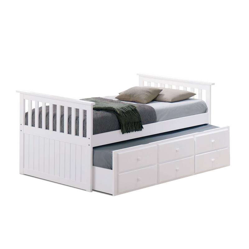 Furniture of America Zorina Twin Captain Bed with Trundle and Three Drawers