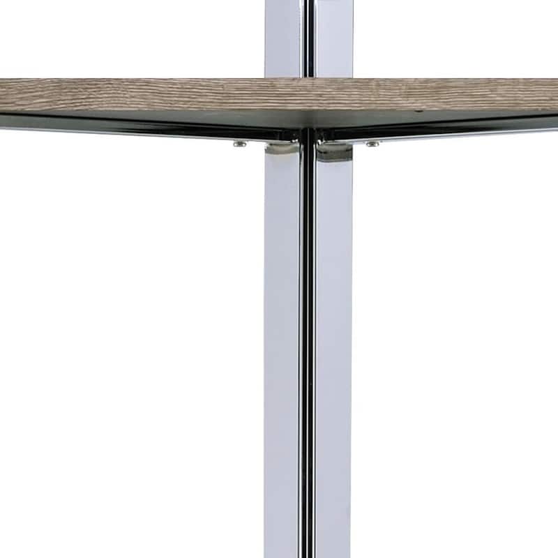HomeRoots 72" Natural And Silver Metal and Wood Four Tier Etagere Bookcase