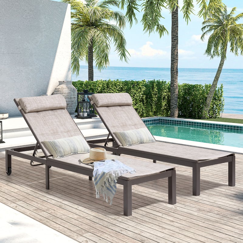 Outdoor Aluminum Chaise Lounge Adjustable Foldable Lounge Chairs