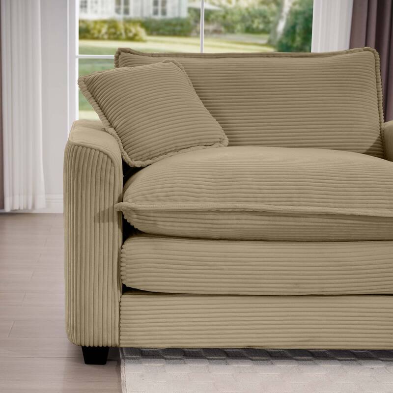 L-shaped Chaise Sectional Sofa with Ottoman and Double Cushions