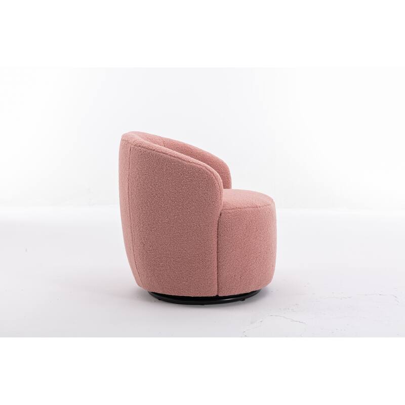 Wool Swivel Barrel Chair with 360° Rotation & Metal Base
