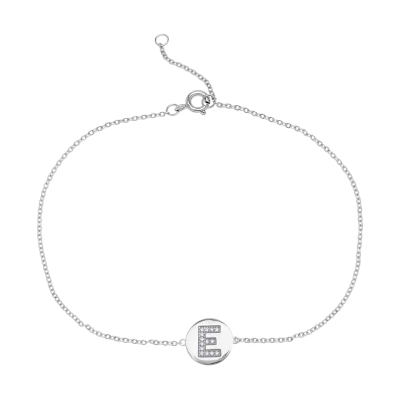 Victoria Townsend .925 Sterling Silver Cubic Zirconia Initial Anklet Bracelet - E