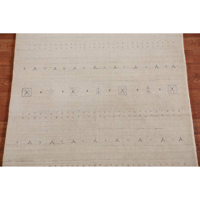 Hand Knotted Oriental 100% Wool Carpet Tribal Tribal Beige & Ivories Gabbeh Area Rug - 5' 3'' X 3' 0''