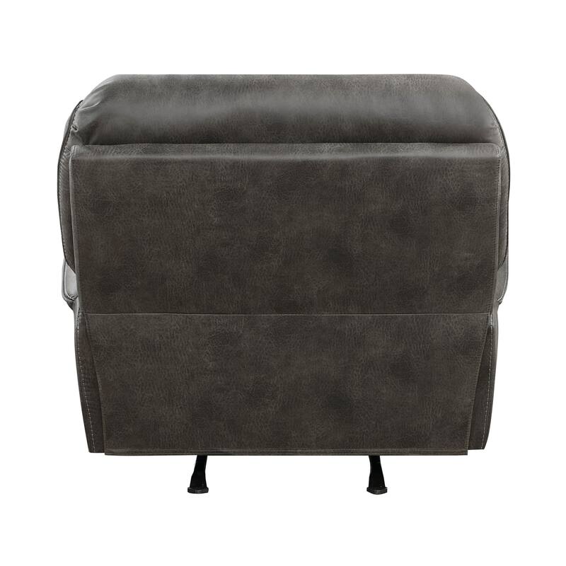 Tony 45 Inch Rocker Manual Recliner Chair, Gray Microfiber, Solid Wood