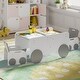 preview thumbnail 3 of 7, Gezen Kids Table Chair Set with Eye-catching Car-Shaped Design, Height-Adjustable Activity Table for Drawing Reading, Gray+White