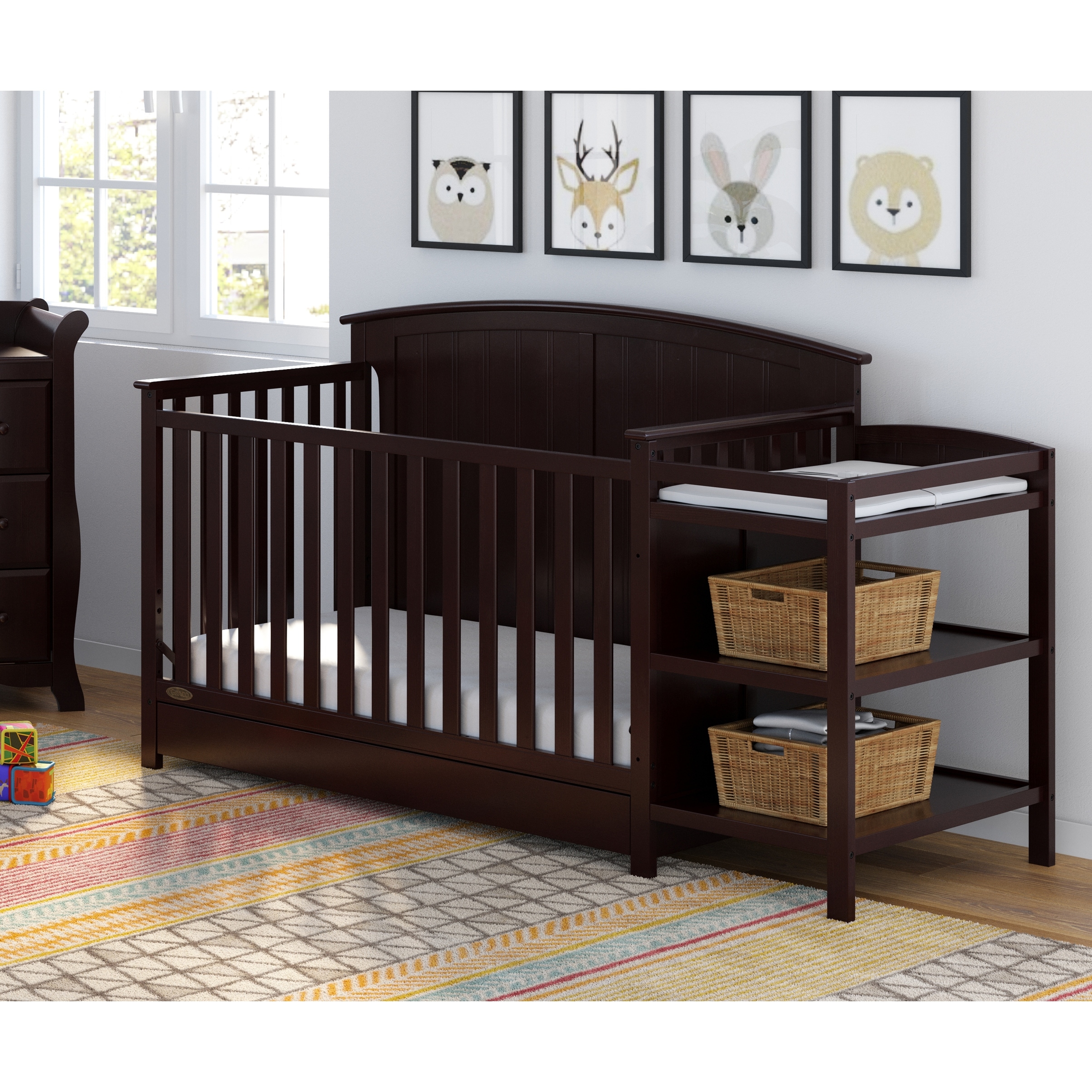 storkcraft steveston 4 in 1 crib and changer with drawer gray