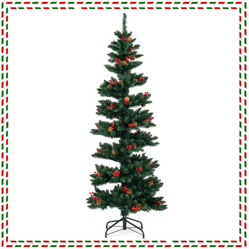 Costway 6/7 FT Artificial Christmas Tree with 612/791 Branch Tips Warm - See Details - Green
