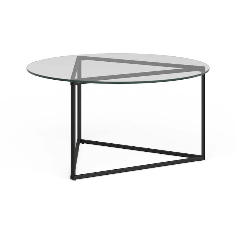 Jenson Round Coffee Table - Blackened Bronze with Glass Top