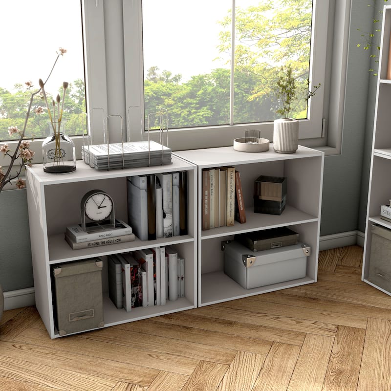 DH BASIC Modern Wood Customizable Stackable Storage Organizer - Cube Shelves, Drawer Cabinet, Bookcase with Doors by Denhour