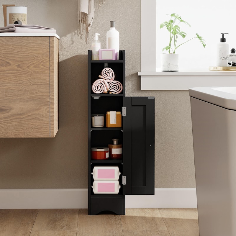 Costway Bathroom Storage Cabinet with Door Toilet Paper Holder Stand - See Details