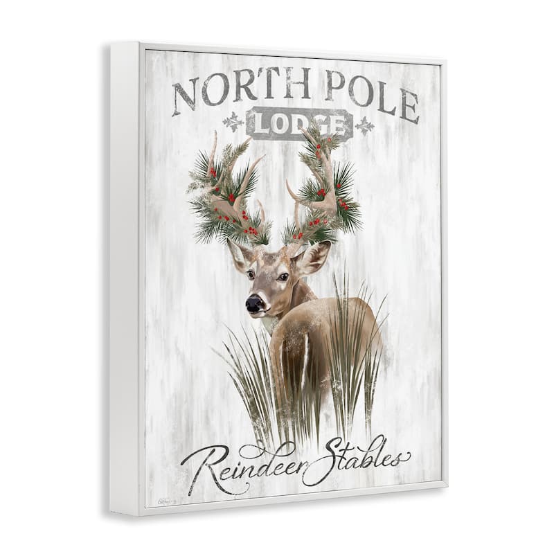 Stupell Festive Winter Reindeer Lodge Framed Giclee Art Design By Cat Thurman Designs