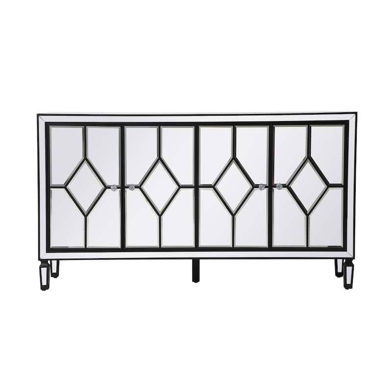 4-Door Mirrored Accent Cabinet