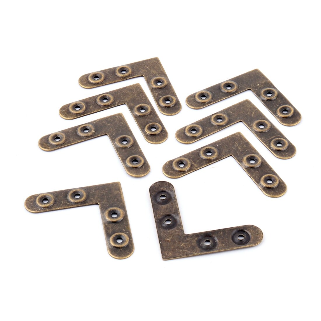 Corner Connector,Corner Brackets,8Pcs Antique L Shape Brass Flat Corner Bracket Joint Flat Corner Brace Plate Support Drawer Fixed Corner Code