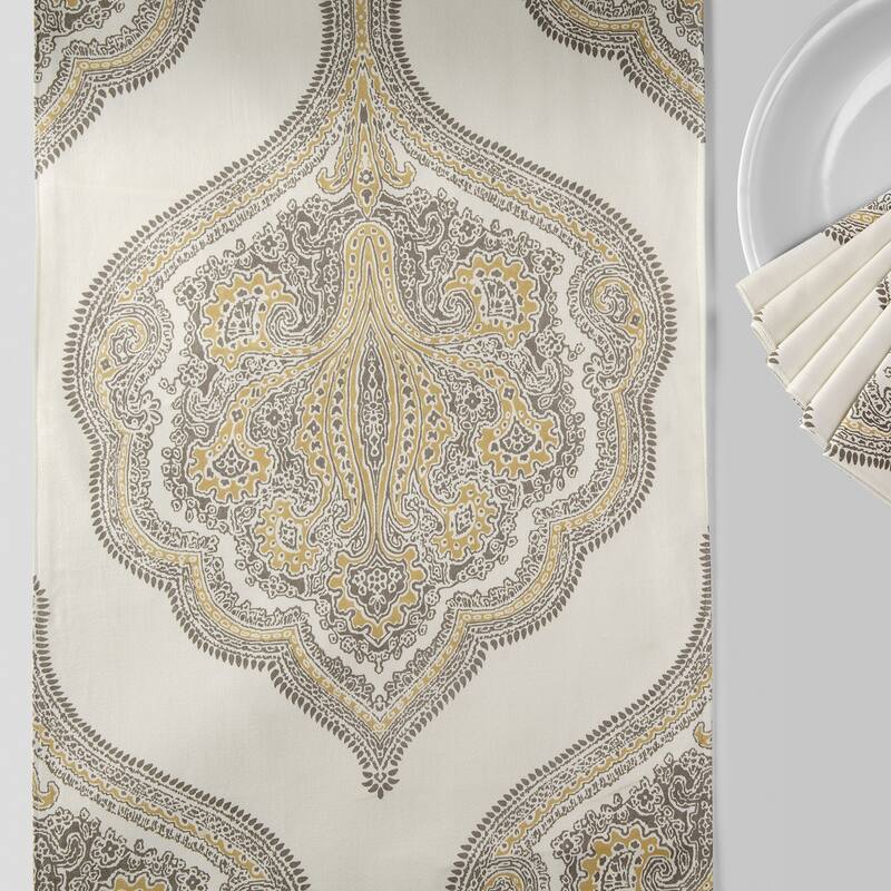 Exclusive Fabrics Arabesque Printed Cotton Table Runner & Placemats