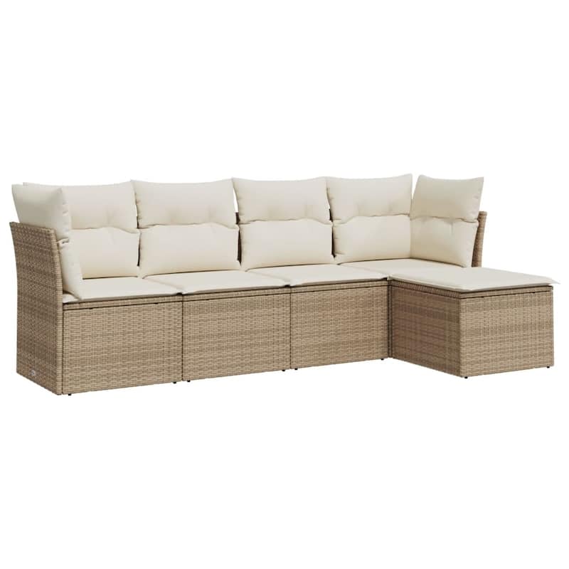 vidaXL Garden Sofa Set Beige PE rattan Large Adjustable Feet - 21.7 x 21.7 x 14.6