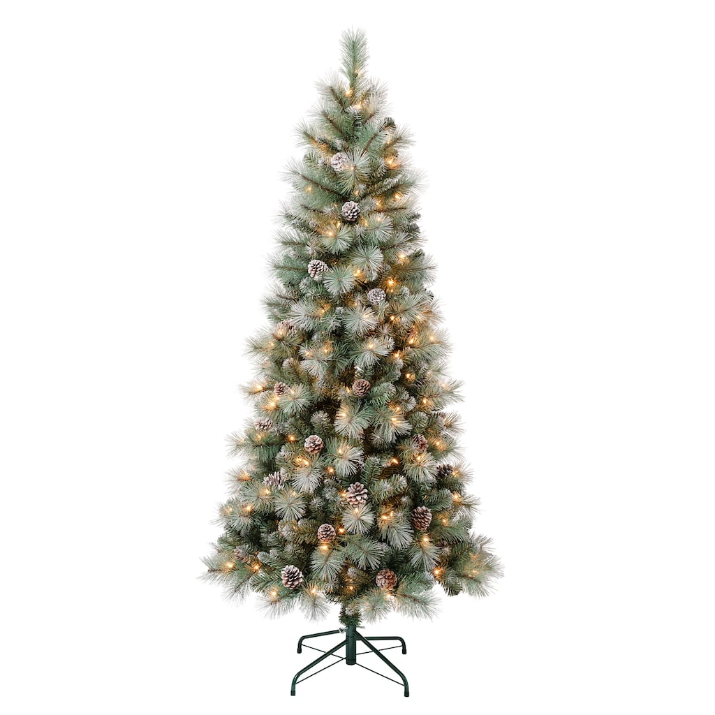 National Tree Company 6 ft. Perry Hard Needle Tree with Clear Lights - 6 Foot