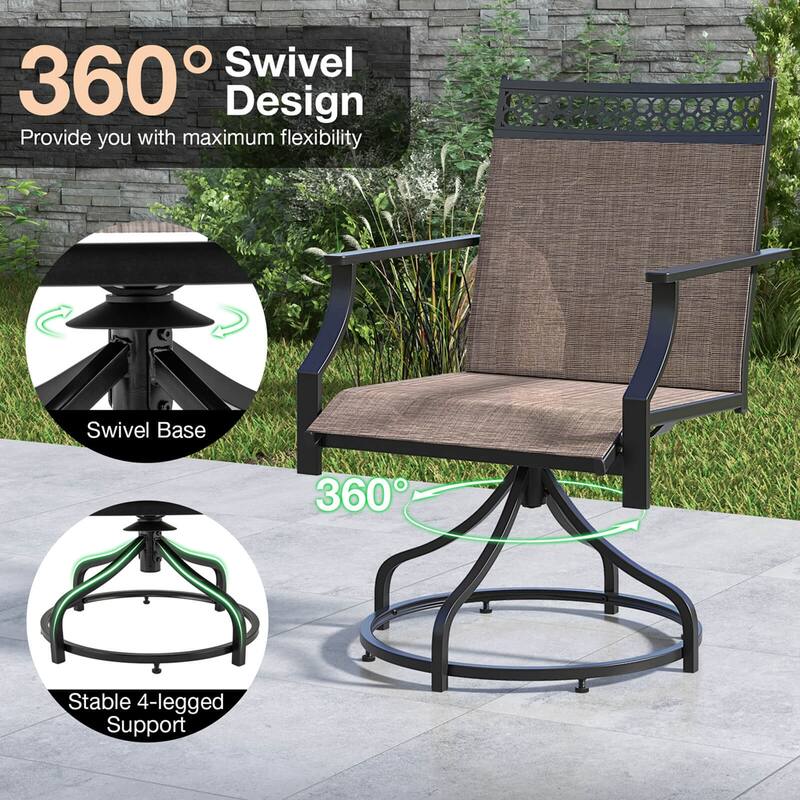 Costway Patio Swivel Dining Chairs Set of 4 with Quick-Drying Fabric - 4 PCS