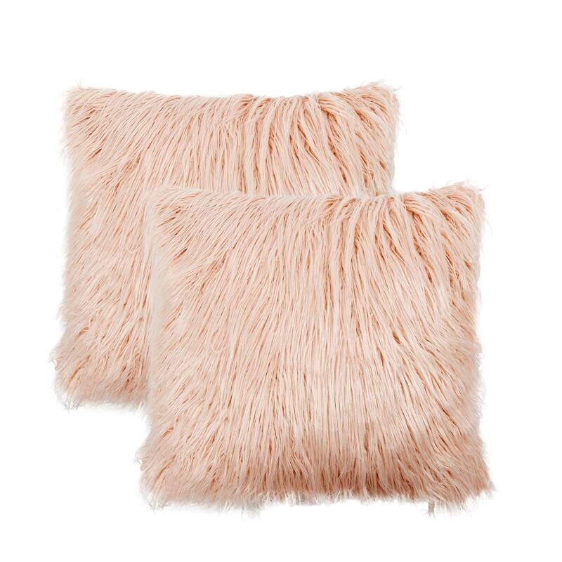 Karenne FauxFur Throw Pillow Covers (Set of 2), NO INSERT