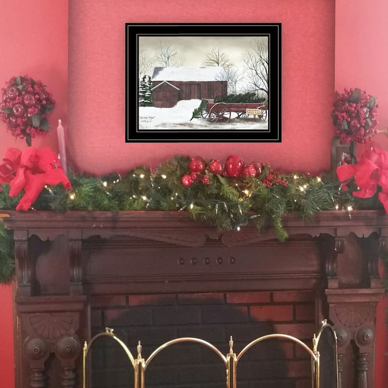 TrendyDecor4U Farmhouse "Christmas Wagon" Framed Print Wall Art by Billy Jacobs - Holiday