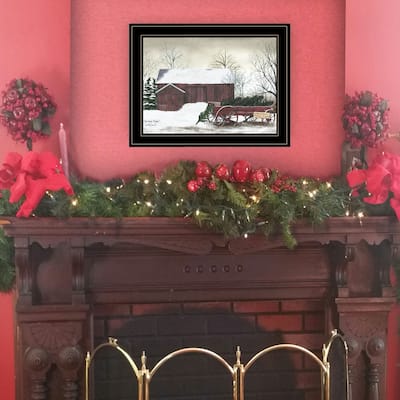 TrendyDecor4U Farmhouse "Christmas Wagon" Framed Print Wall Art by Billy Jacobs - Holiday