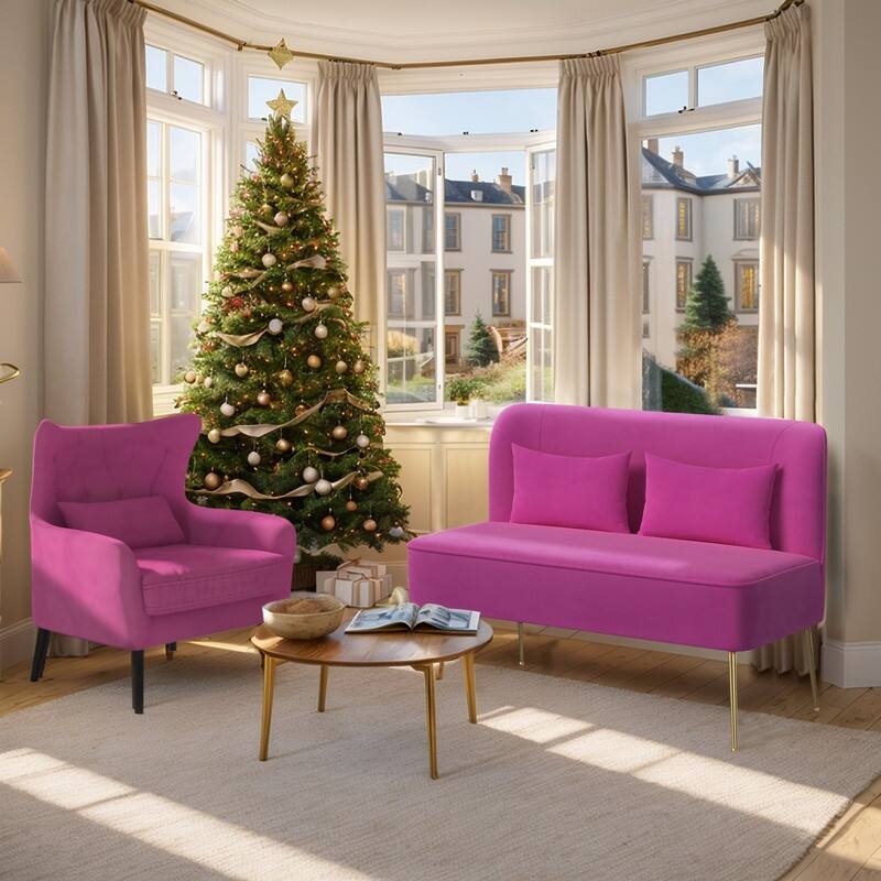 2-Piece Modern Velvet Living Room Couch Set Upholstered