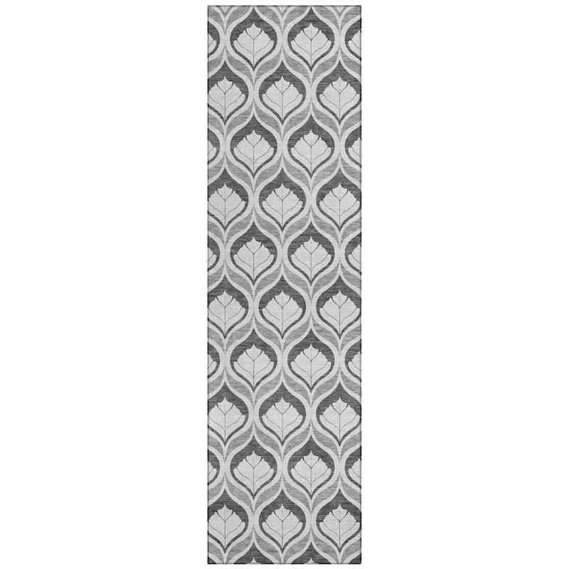 Machine Washable Indoor/ Outdoor Modern Trellis Chantille Rug