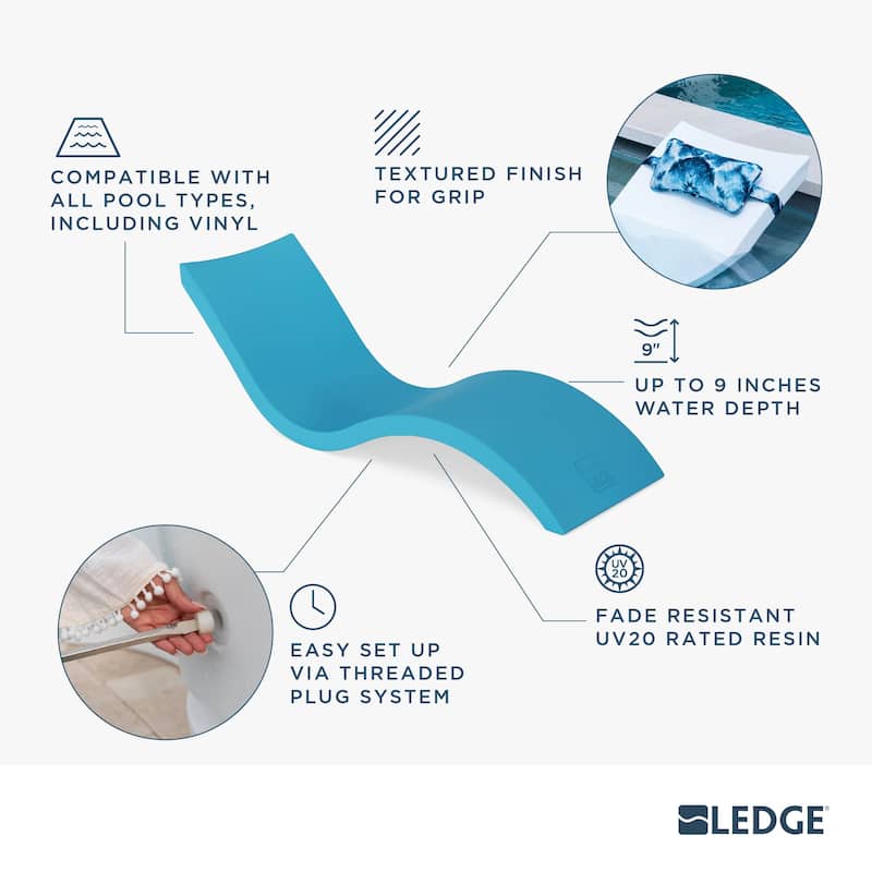 Ledge Lounger - Signature Chaise - Inside Pool & Sun Shelf Lounge Chair - Designed for Shallow Shelves Up to 9"