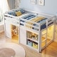 preview thumbnail 4 of 18, Gymax Twin Size Loft Bed w/ LED Lights 2 Doors Underbed Space &