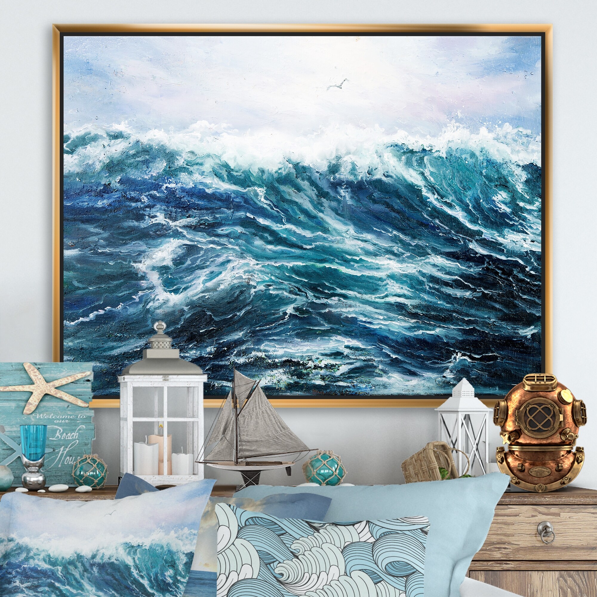 流木オーシャンアート NO-45 Designart-'Wild-Blue-Ocean-