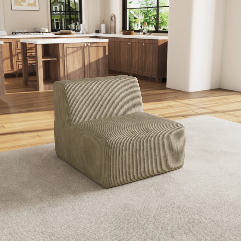 Modern 34" W Upholstered Fully Sponge Molded Armless Accent Chair