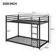 preview thumbnail 13 of 11, Black Twin over Twin Size Metal Low Bunk Bed with Ladder & Fence