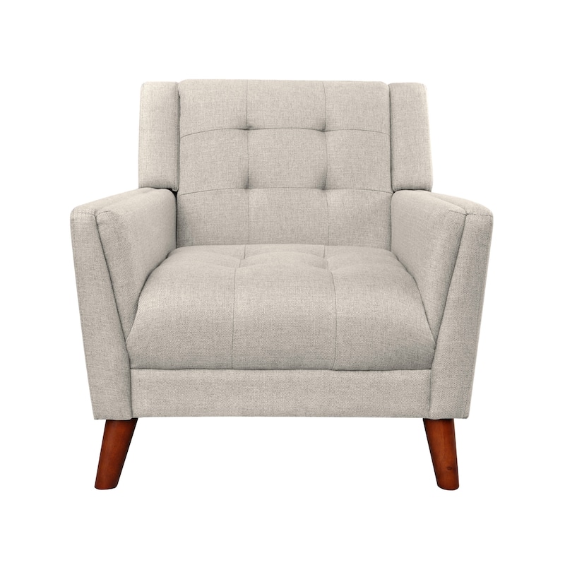 Roomfitters Tufted Wingback Accent Chair with Tapered Wood Legs, Upholstered Lounge Armchair for Living Room