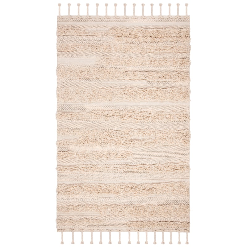 SAFAVIEH Handmade Casablanca Sofja Shag Textured Moroccan Wool Area - 7' x 7' Square - Beige - Square