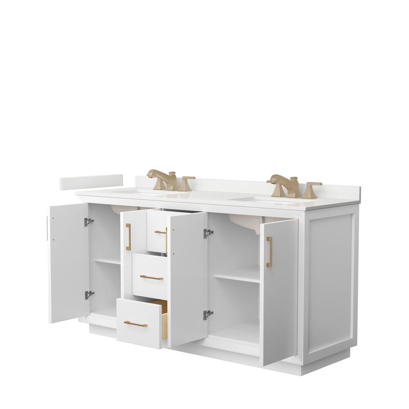 Strada 66-inch Double Vanity, Quartz Top