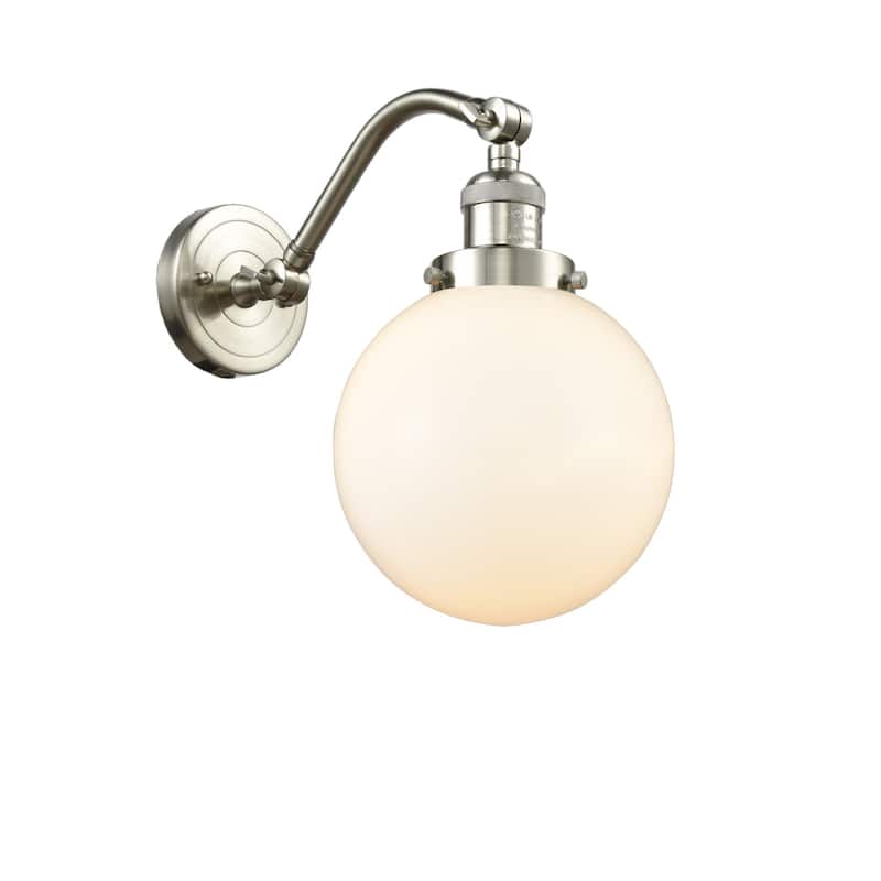 Innovations Lighting Beacon Single Light 8" Wide Wall Sconce - Brushed Satin Nickel / Matte White