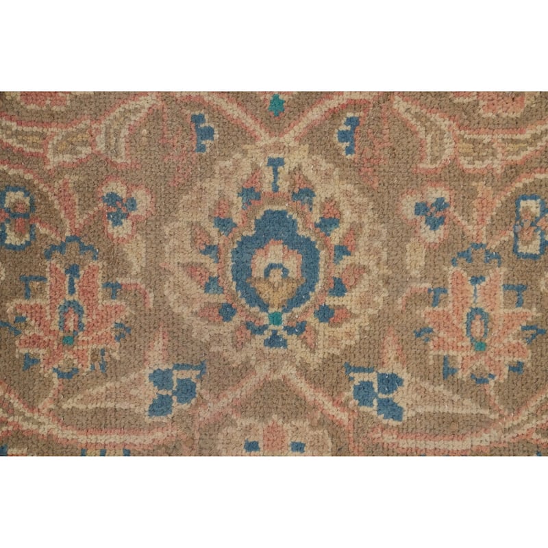 Hand Knotted Oriental 100% Wool Carpet Traditional Floral Pink Mashad Area Rug - 13' 1'' X 9' 8''