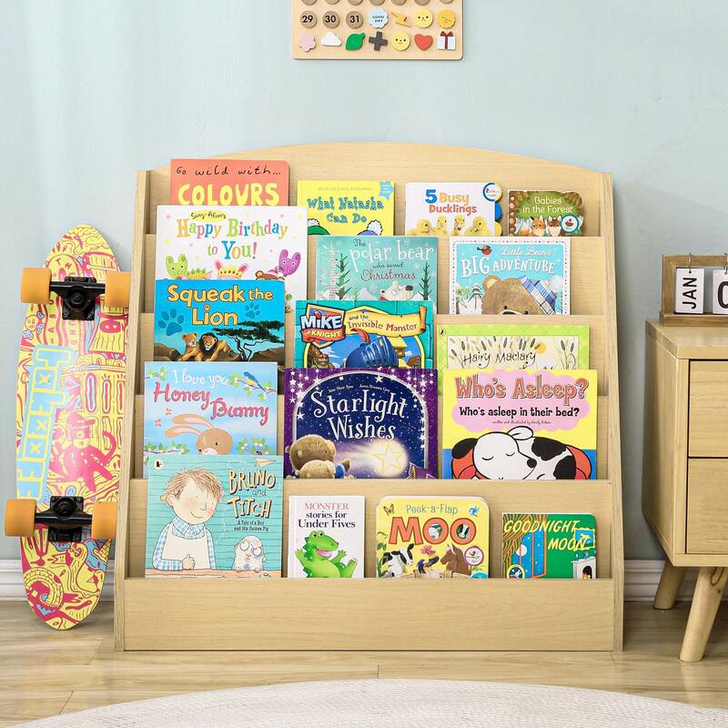 Mcow 5-Tier Kids Wooden Children Book Rack