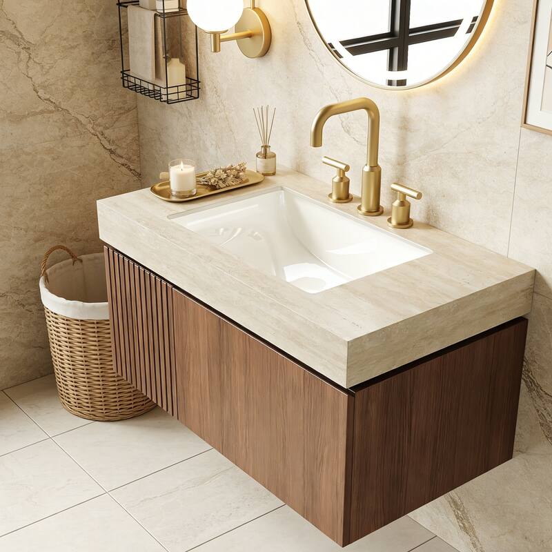 Mondern Floating Bathroom Vanity with 3 Pre-drilled Faucet Holes