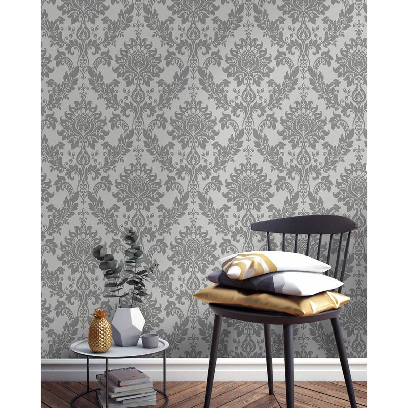 Clara Damask Luxury Italian Vinyl Wallpaper – 396in x 20.8in