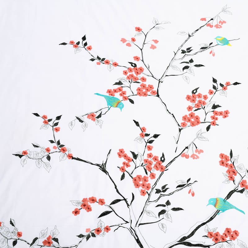 Superior Cherry Garden Embroidered Cotton 3-Piece Duvet Cover Set