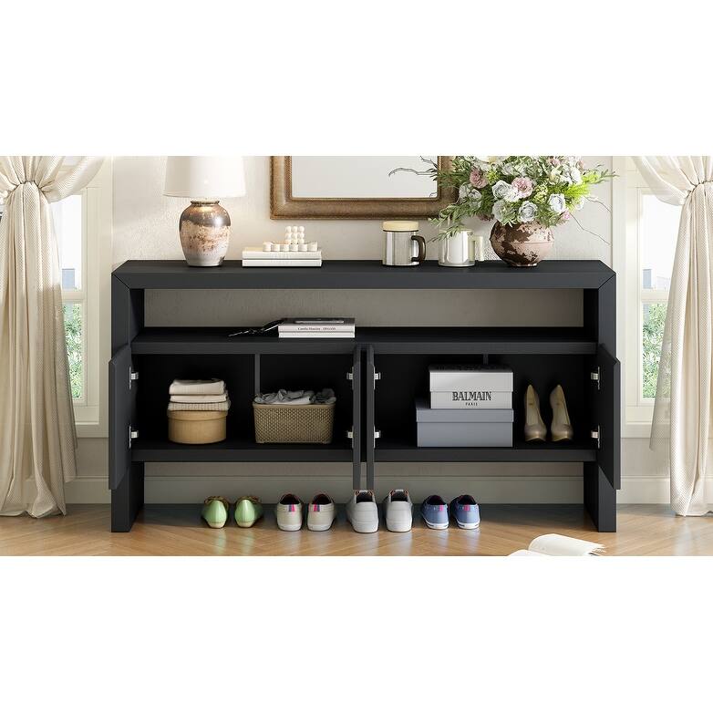 Modern Minimalist Sideboard, Entryway Cabinet, Media Cabinet with Open Shelves, for Living Room, Hallway and Dining Room