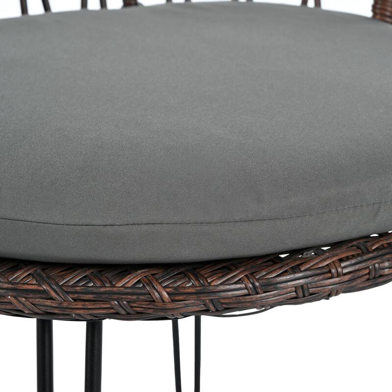 All Weather Outdoor Leisure Conversation Set, PE Rattan Single Chairs Set of 2 with A Glass Round Table