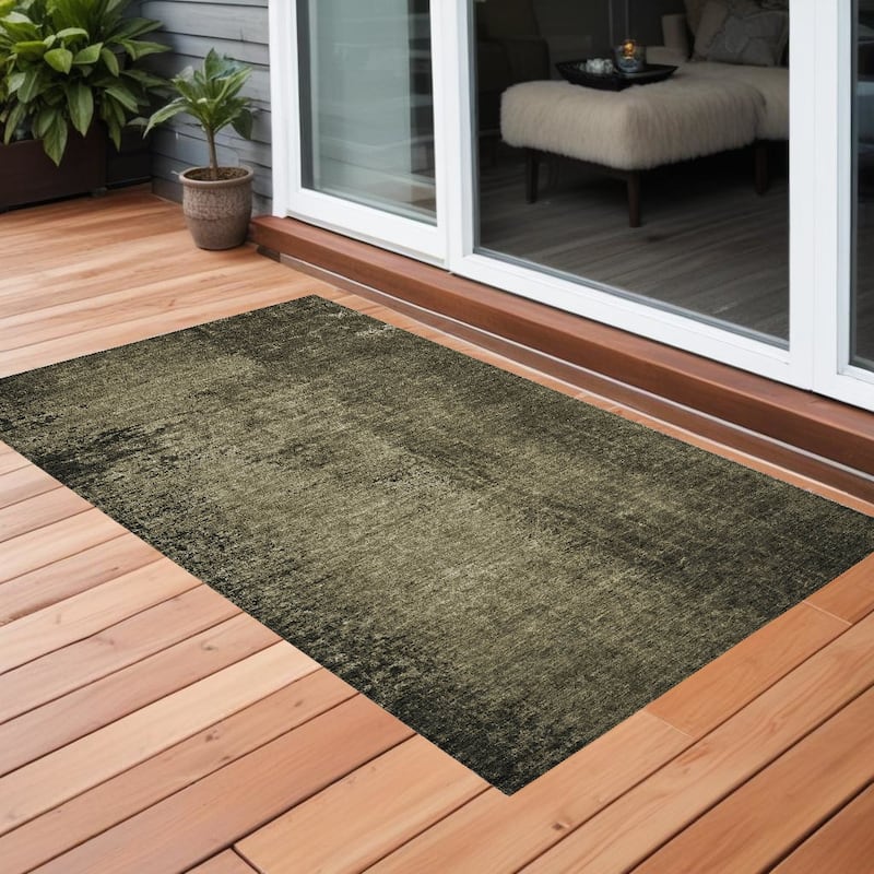 Alrim Artistic Abstract Weather Resistant Classic Meets Modern Outdoor Rug - 2' x 3' - Grey