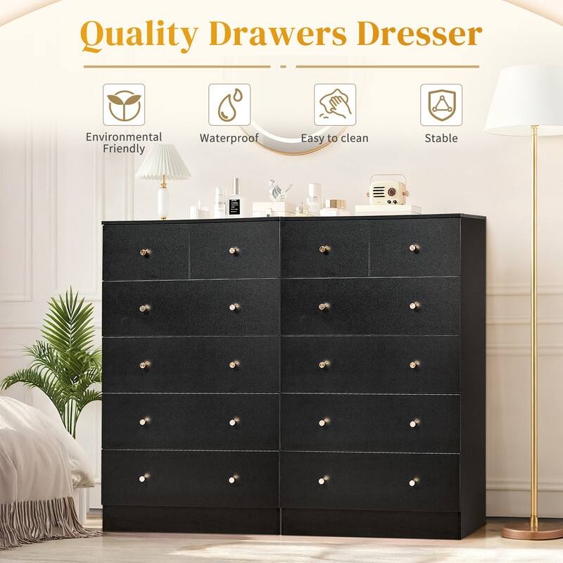 6-Drawer Large Dresser For Bedroom And Chest Of Drawers With Sturdy Construction Wood Storage Organizer For Closet