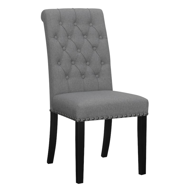 Nantucket Upholstered Tufted Side Chairs with Nailhead Trim (Set of 2) - Grey