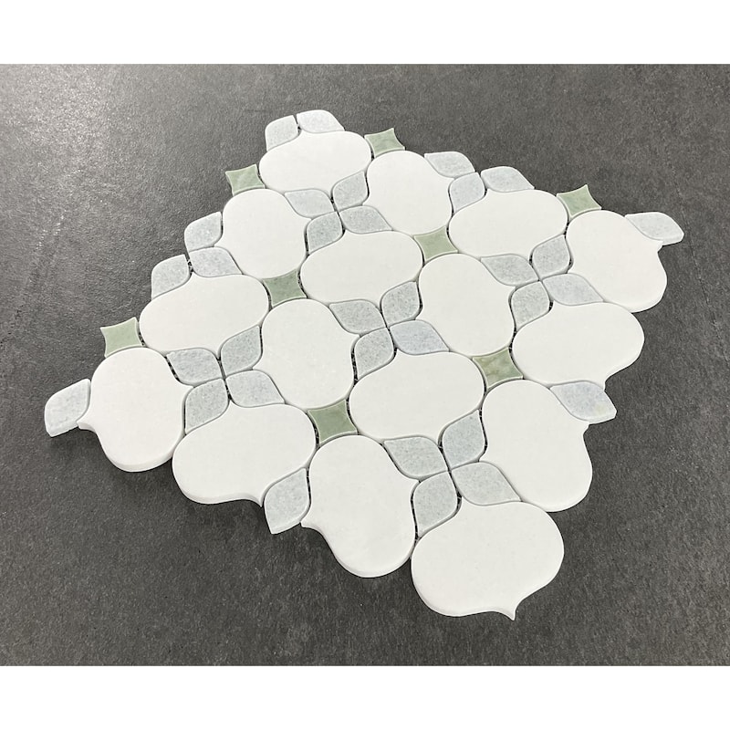 Water Jet - Thassos White Marble Mosaic Wall & Floor Tile - 1 Case (10 Sheets)
