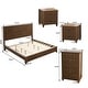 preview thumbnail 8 of 31, 4-Piece Bedroom set with Wooden Bed 2 Nightstands and 5 Drawer Dresser