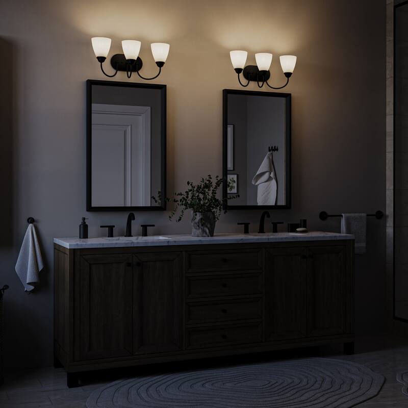 Kichler Lighting Jolie 3-Light Vanity Light with Satin Etched Glass in Black