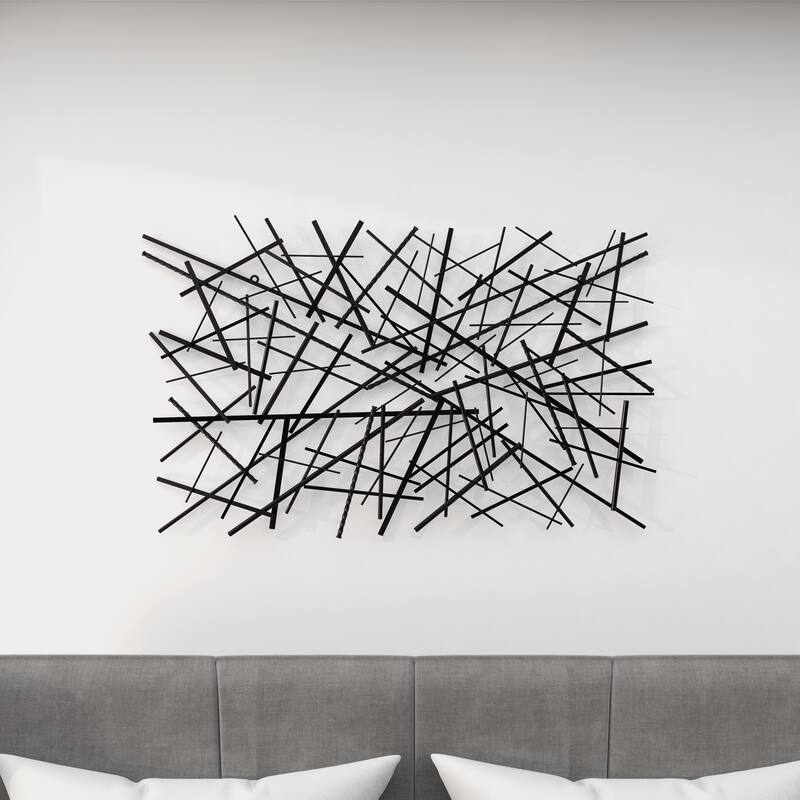 Metal Geometric Overlapping Lines Home Wall Decor - Dark Gray - Roche River Decor