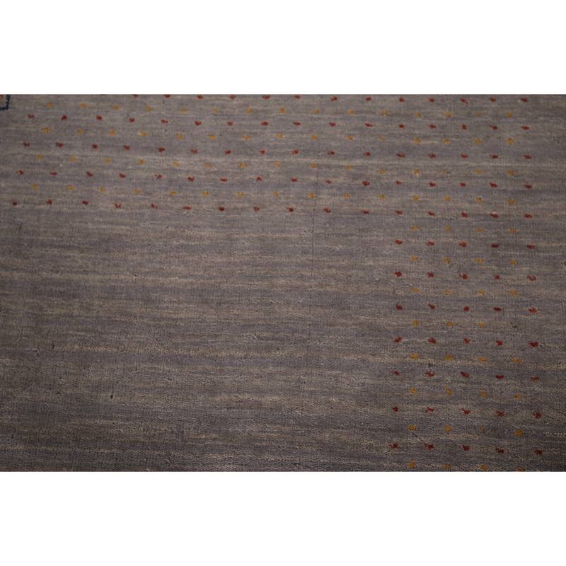Gray Gabbeh Rug Hand-Knotted Wool Carpet - 8'1"x 9'9"